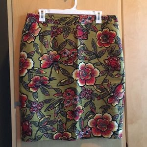 Loft green floral pencil skirt